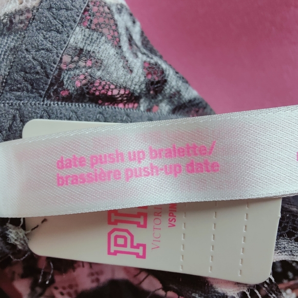 Victoria's Secret PINK Eyelash Lace Date Push Up Bralette, Sz S - Picture 12 of 15